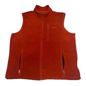 L.L. Bean Fleece XXL Full Zip Jacket Polartec Mens Terracotta Brick Red Vest